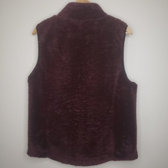 North River Fuzzy Maroon Vest - Picture 1 of 6